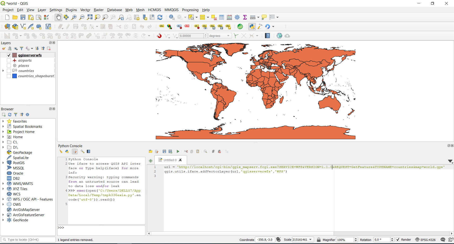 Add WFS in QGIS Python Console